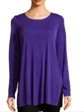 Eileen Fisher L Purple T-Shirt in Organic Cotton